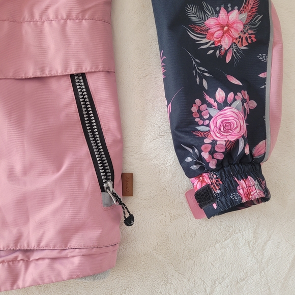 Deux par Deux Pink Floral Jacket Removable Fleece Lining 2 In 1 Coat Size 12 - Picture 3 of 9